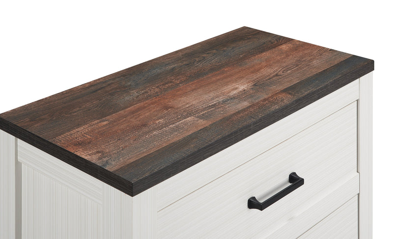 Zoey Bedroom Chest of Drawers, 5-Drawer, 31.5\"W x 50.7\"H - Two-tone White & Brown 
