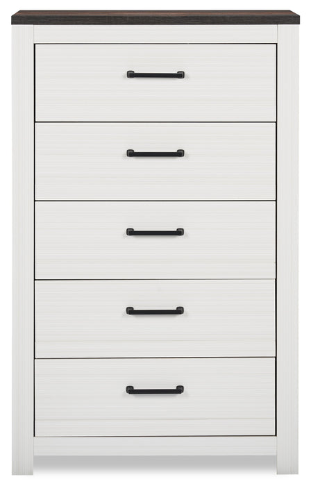 Zoey Bedroom Chest of Drawers, 5-Drawer, 31.5\"W x 50.7\"H - Two-tone White & Brown 