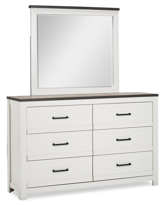 Zoey Bedroom Dresser Mirror - Two-tone White & Brown 