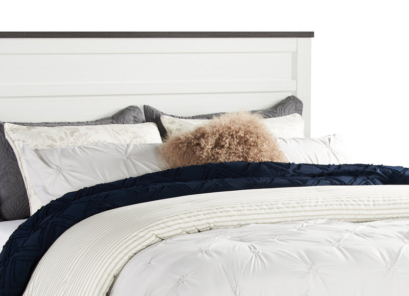 Zoey Panel Bed, Two-tone White & Brown - Queen Size 