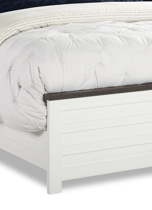Zoey Panel Bed, Two-tone White & Brown - Queen Size 