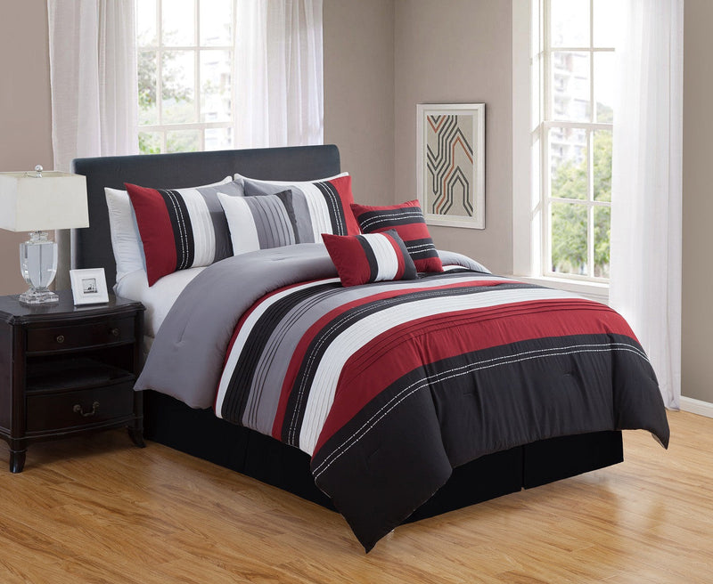 Puno 7 Piece Comforter Set In Queen In Color Red