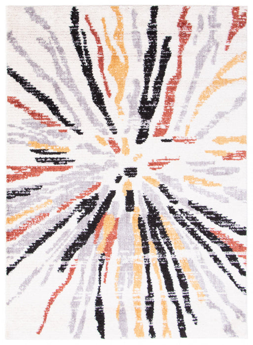 Paloma Sunburst Black, White Area Rug - 6'7\" x 9'6”