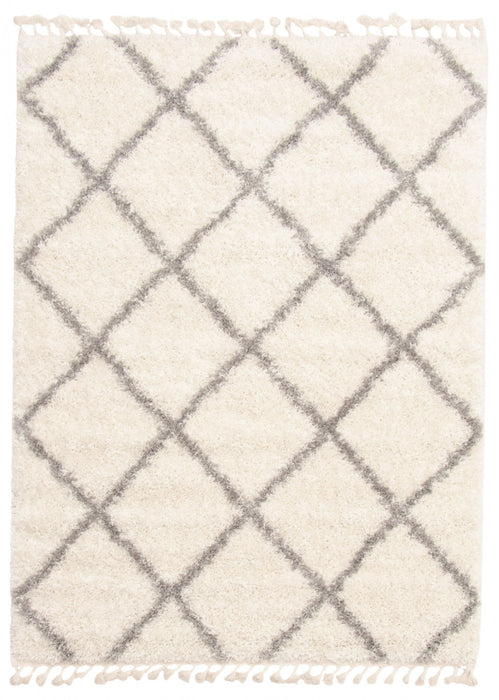 Helma Diamond Cream Shag 3'11\" X 5'11\" Area Rug