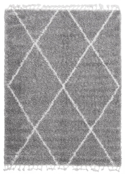 Helma Losange Light Grey Shag 3'11\" X 5'11\" Area Rug