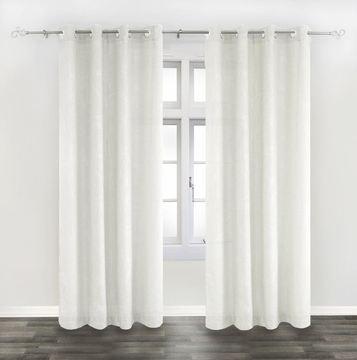 Circle 52\" x 96\"  Linen Grommet Panel (Set of 2) - White
