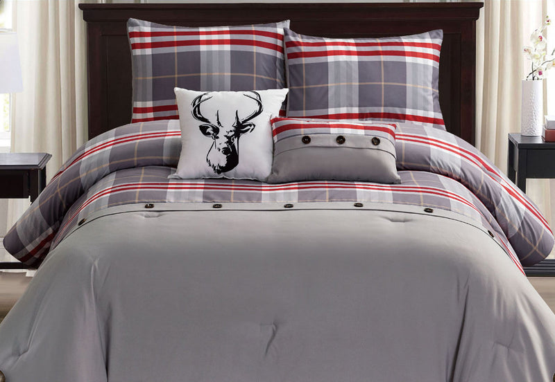 Lodge 5-Piece King Comforter Set - Grey 