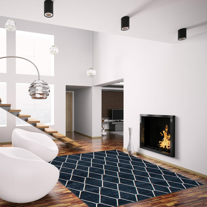 August Navy-White 6'7\" x 9'6\" Area Rug
