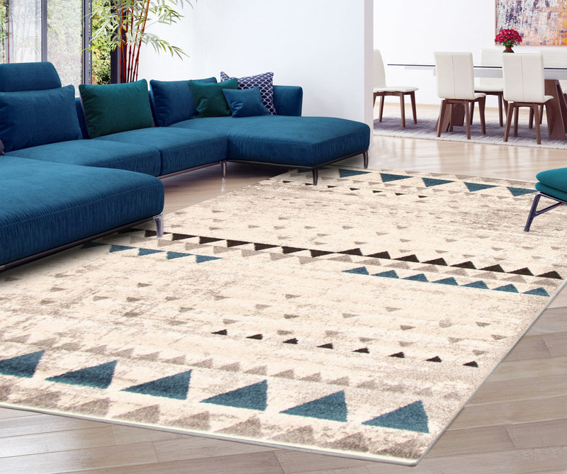 Raja Ivory-Blue Area Rug - 3'11\" x 5'7\"