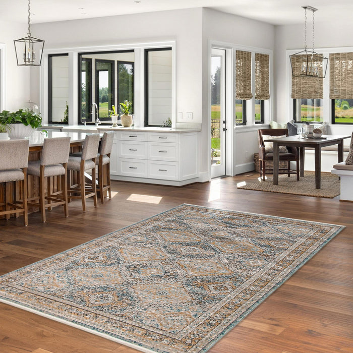 Leandra Taupe/blue Rug 6'7\" X 9'6\" Area Rug