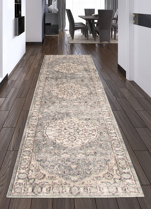 Octavian Tabriz Blue-Ivory Area Rug - 2'7\" x 8'2\"