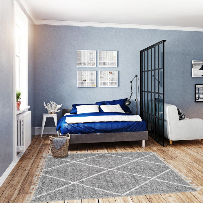 Helma Losange Light Grey Shag 6'7\" X 9'6\" Area Rug