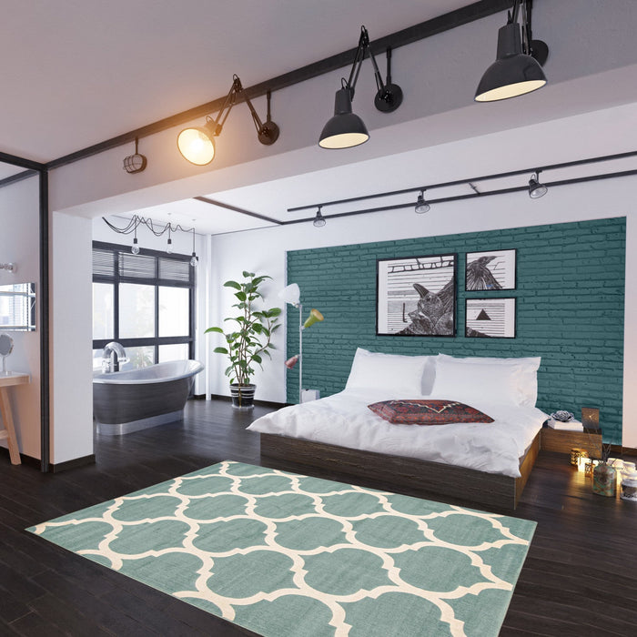 Aliya Aqua 5'3\" x 7'7\" Area Rug