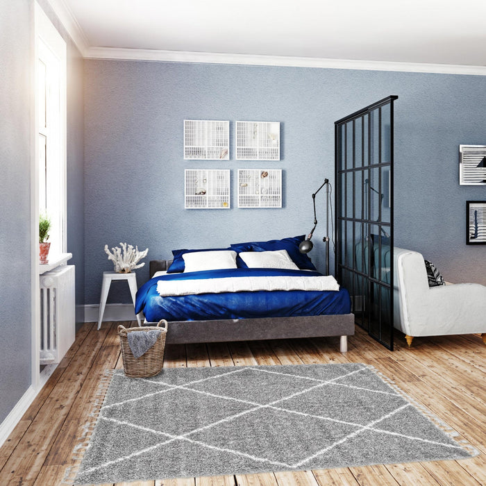 Helma Losange Light Grey Shag 3'11\" X 5'11\" Area Rug