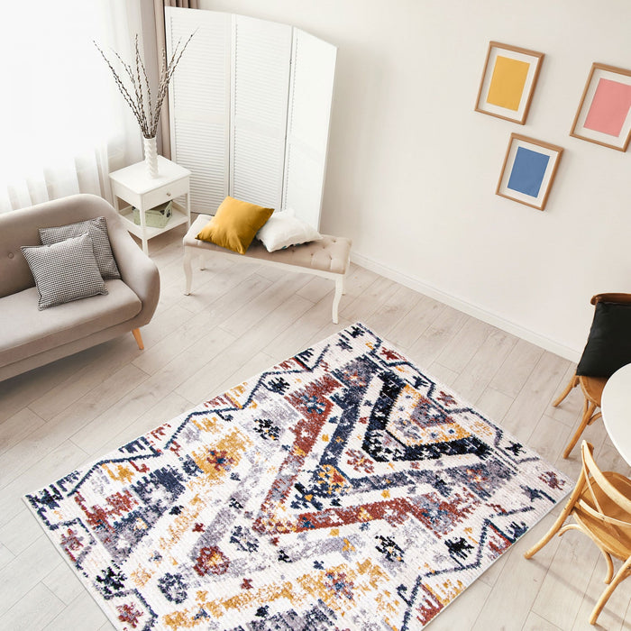 Paloma Quashqai White Area Rug - 3'11\" x 5'11\"