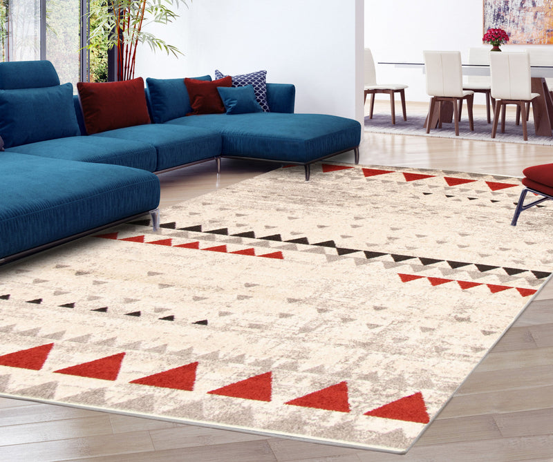 Raja Ivory-Red Area Rug - 5'3\" x 7'3\"