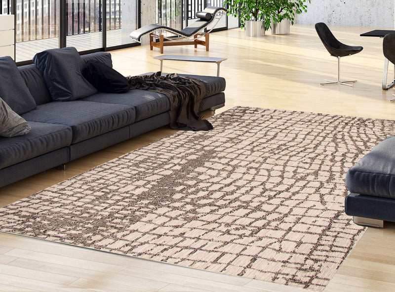 Sadie Safari Silver-Black Area Rug - 7'10\" x 10'2\"