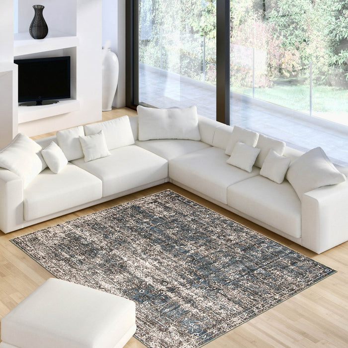 Dayna Blue, Grey Rug 6'7\" X 9'6\" Area Rug