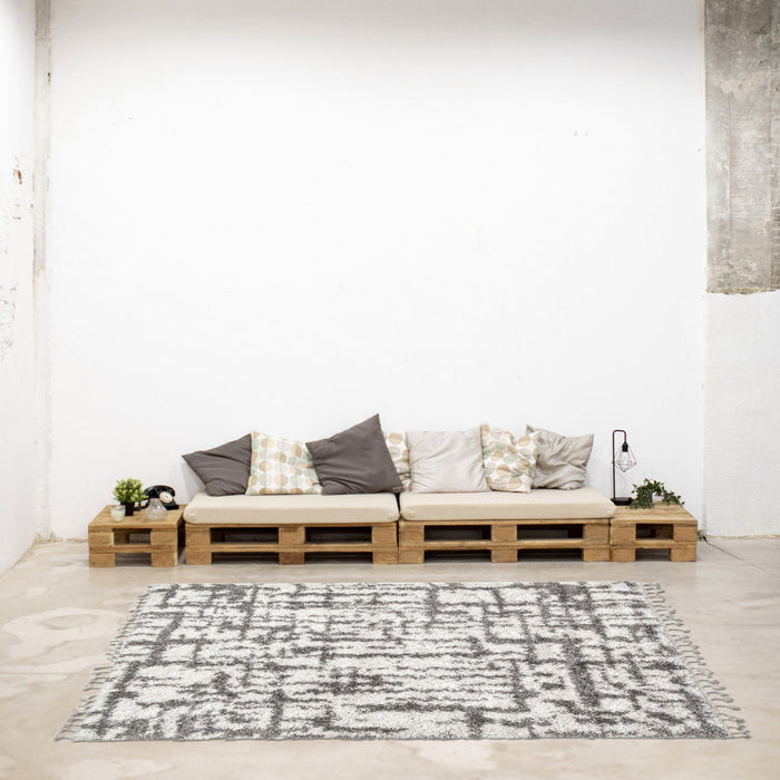 Helma Urban Cream, Light Grey Shag 6'7\" X 9'6\" Area Rug