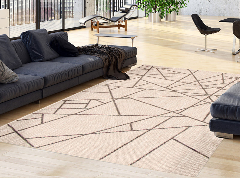 Sadie Abstract Silver-Black Area Rug - 5'3\" x 7'7\"