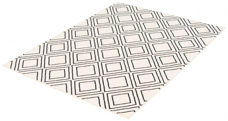 August Geod White-Navy 7'10\" x 10'2\" Area Rug