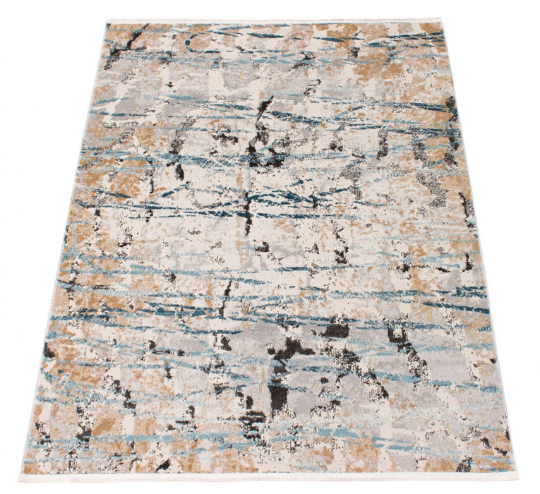 Tahi Blue, Grey, Taupe Rug 6'7\" X 9'6\" Area Rug