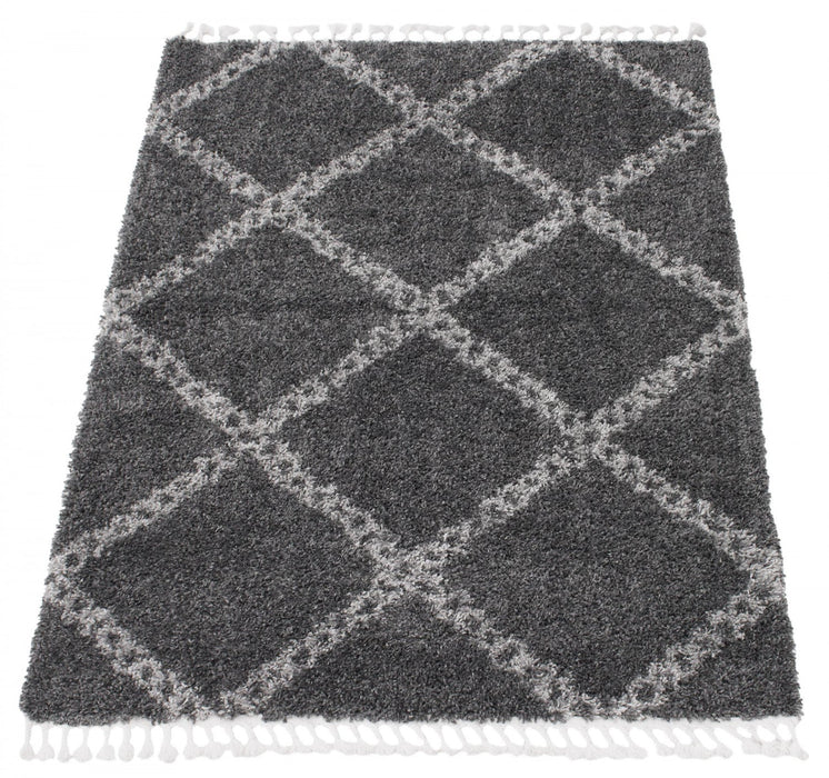 Helma Stark Dark Grey Shag 6'7\" X 9'6\" Area Rug