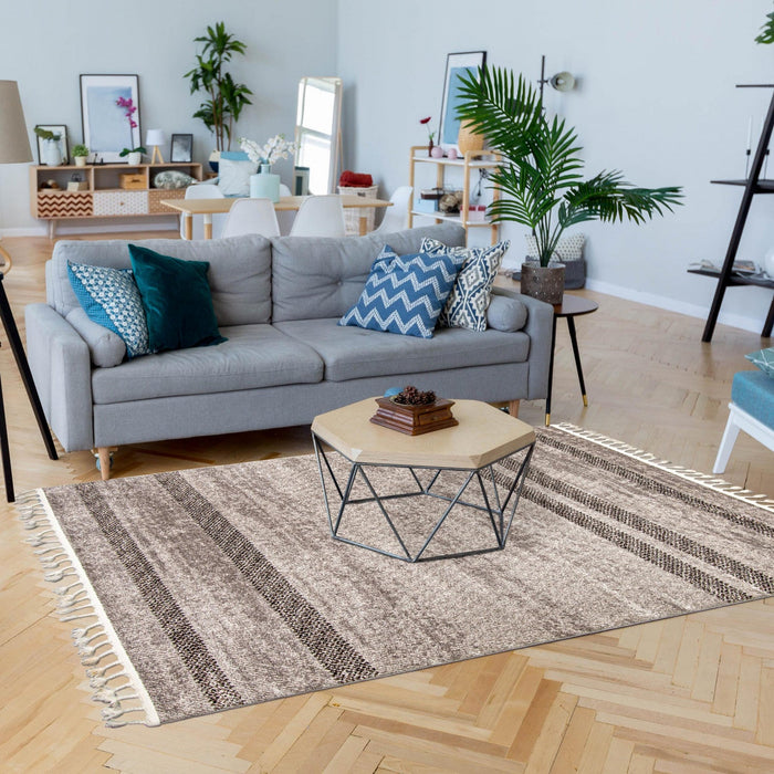 Vera Coastal Grey/Ivory Area Rug - 5'2\" x 7'5\"