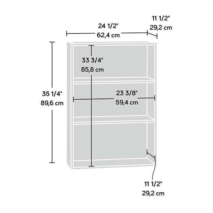 Boston 3-Shelf Bookcase - Cinnamon Cherry