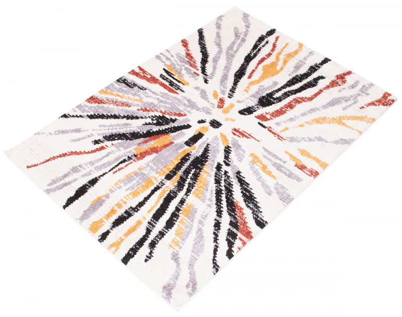 Paloma Sunburst Black, White Area Rug - 3'11\" x 5'11\"