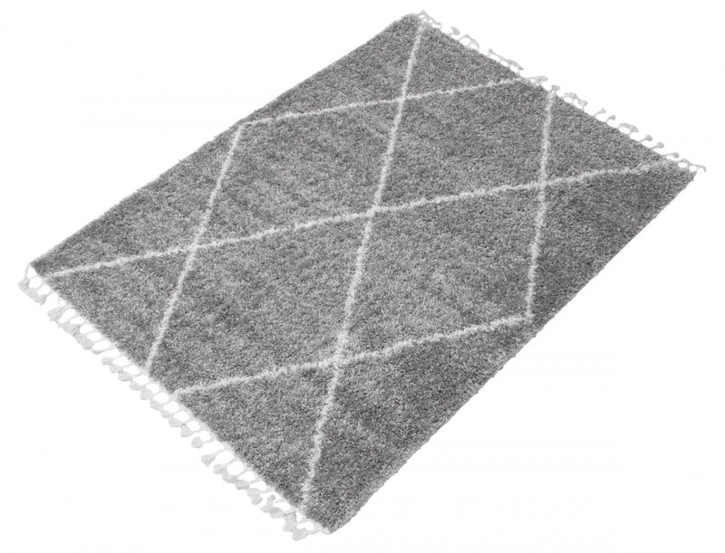 Helma Losange Light Grey Shag 3'11\" X 5'11\" Area Rug
