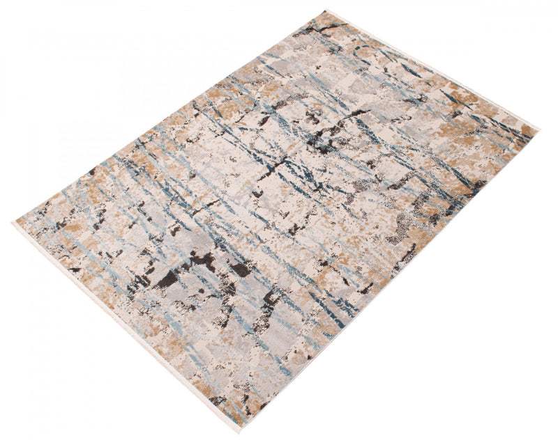 Tahi Blue, Grey, Taupe Rug 3'11\" X 5'11\" Area Rug