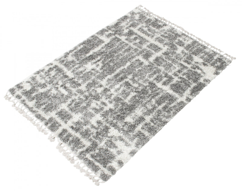 Helma Urban Cream, Dark Grey Shag 6'7\" X 9'6\" Area Rug