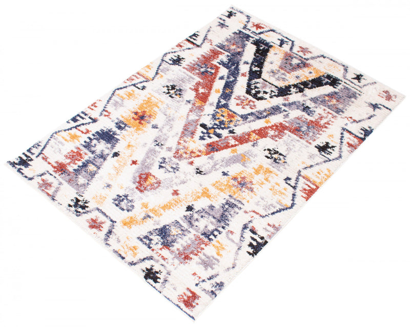 Paloma Quashqai White Area Rug - 5'3\" x 7'3\"