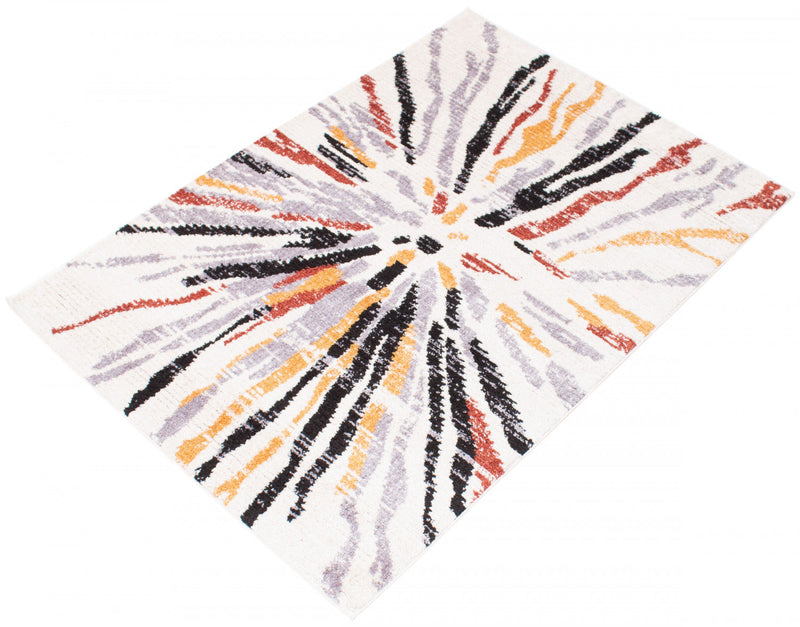 Paloma Sunburst Black, White Area Rug - 5'3\" x 7'3\"