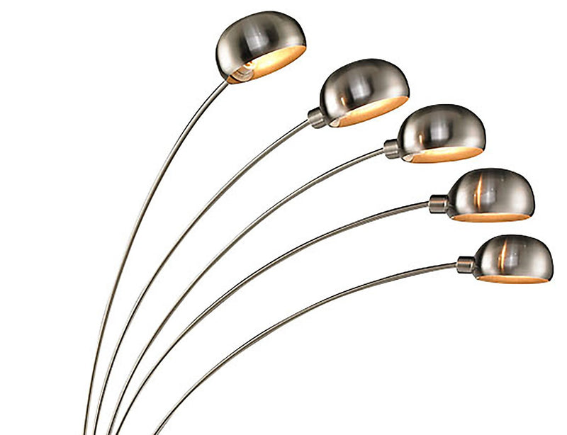 Brushed Steel 5-Light Peacock Floor Lamp