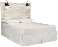 Abby Panel Headboard with LED Light & USB Ports, White - Queen Size 