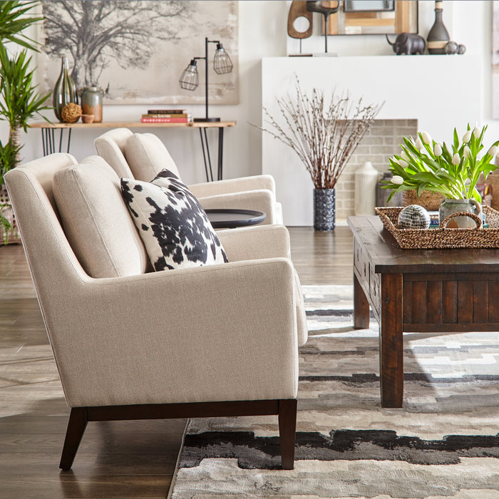 Adel Linen-Look Fabric Accent Chair - Beige