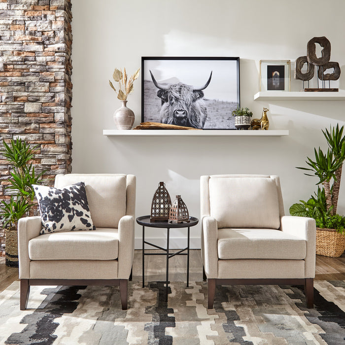 Adel Linen-Look Fabric Accent Chair - Beige