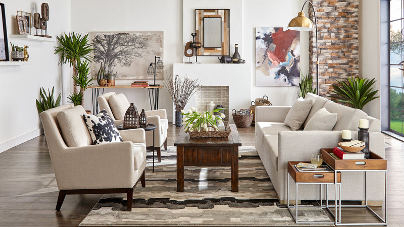 Adel Linen-Look Fabric Accent Chair - Beige