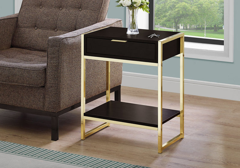 Alice Cappuccino and Gold Accent Table