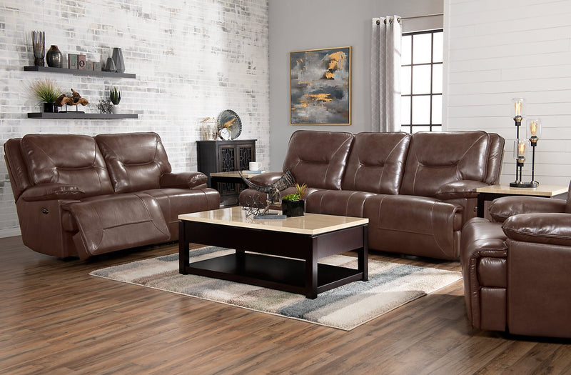 Beau Genuine Leather Power Reclining Sofa - Burgundy