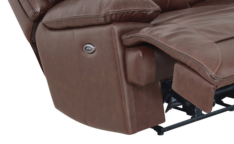 Beau Genuine Leather Power Reclining Sofa - Burgundy