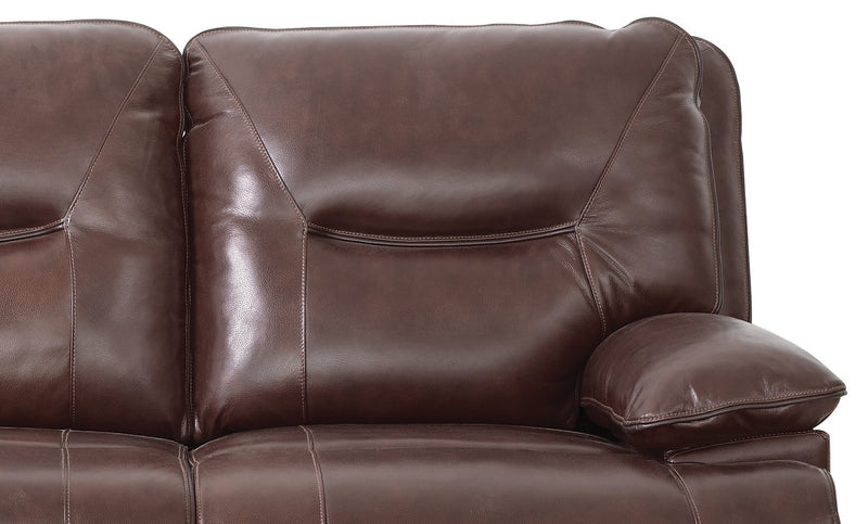 Beau Genuine Leather Power Reclining Sofa - Burgundy