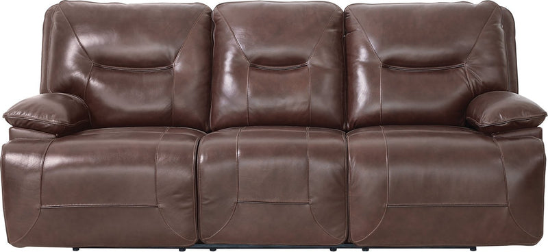 Beau Genuine Leather Power Reclining Sofa - Burgundy