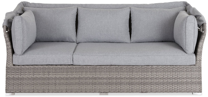 Bermuda 6-Piece Canopy Outdoor Patio Conversation Set - Hand-Woven Resin Wicker, UV & Weather Resistant - Grey 