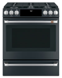 Cafe 5.7 Cu. Ft. Smart Dual Fuel Range with True European Convection and Self Clean Racks - Matte Bl…