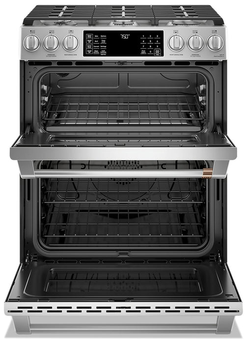 Café Slide-In Double-Oven Gas Range with Convection - CCGS750P2MS1