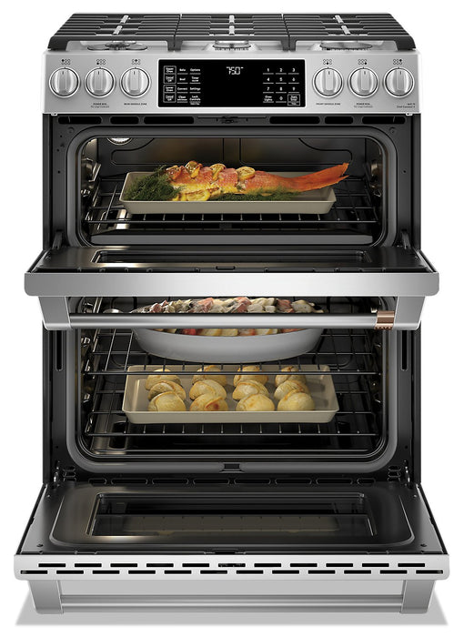 Café Slide-In Double-Oven Gas Range with Convection - CCGS750P2MS1