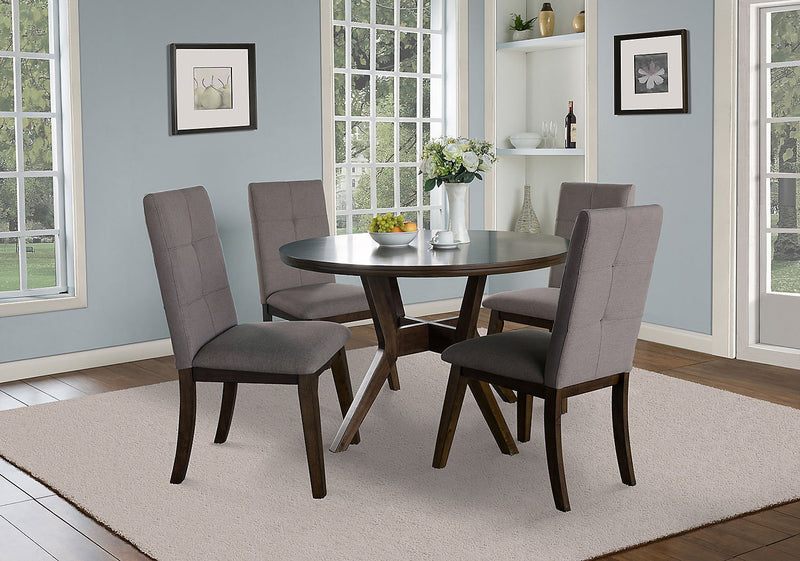 Chelsea 5-Piece Round Dining Table Package with Brown Chairs